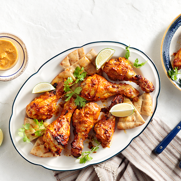Grilled Chicken Drumsticks in Spicy Yoghurt Crust