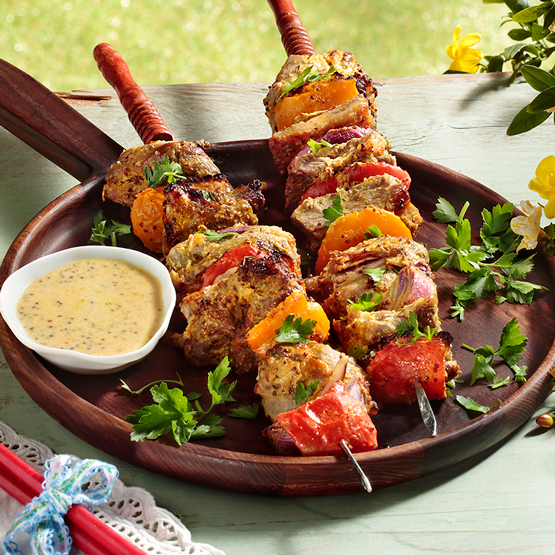 Lamb Kontosouvli with Kefir sauce